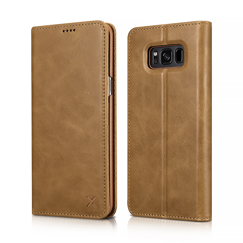 Samsung Galaxy S8 Genuine Leather Wallet Case Book Design And Magnetic Closure With Folio Cover